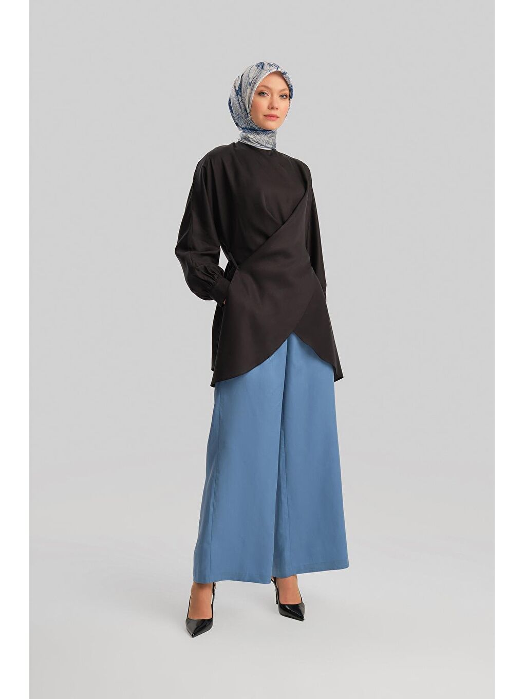 Çapraz Bağlamalı Bluz 24Y3536 Siyah-1