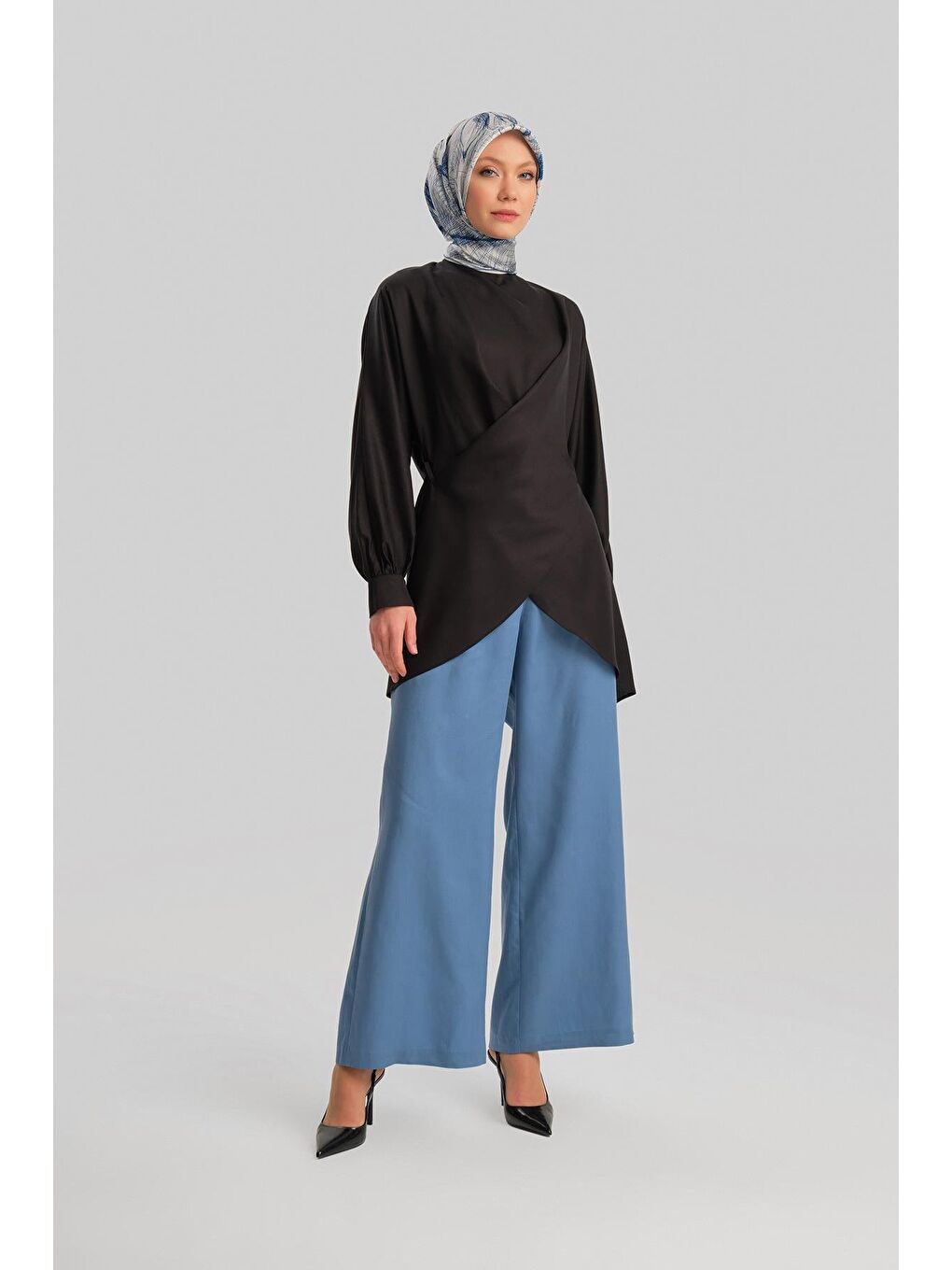 Çapraz Bağlamalı Bluz 24Y3536 Siyah-2