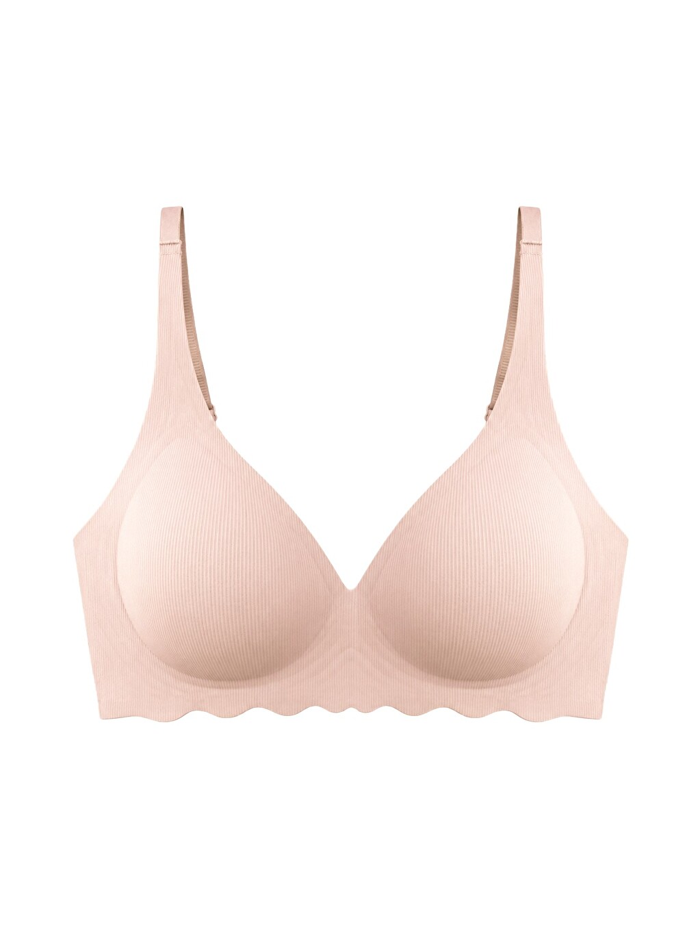 Bej Seamless Bra - Lumera | Ten Lazer Kesim Balensiz Rib Dokulu Dalga Kesim Dikişsiz Kadın Sütyen