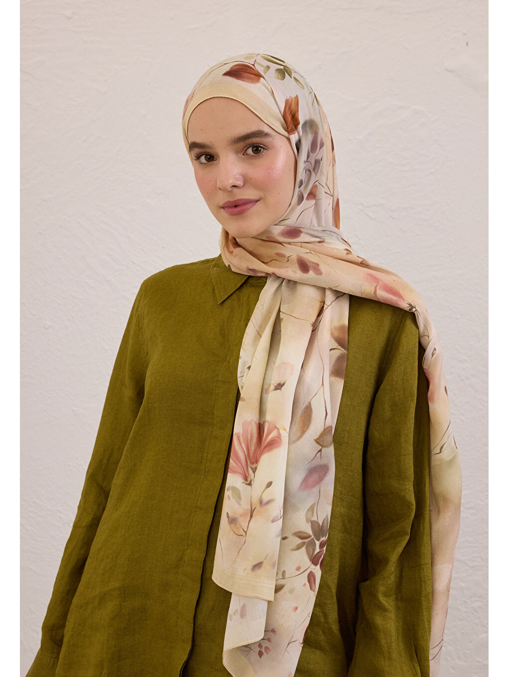 Sweet Wıllıam Desen Rami Şal Bej-3