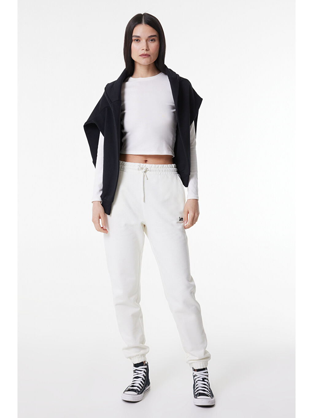 Beyaz Regular Fit Rahat Kesim %100 Pamuk Sweatpant Eşofman Altı-1