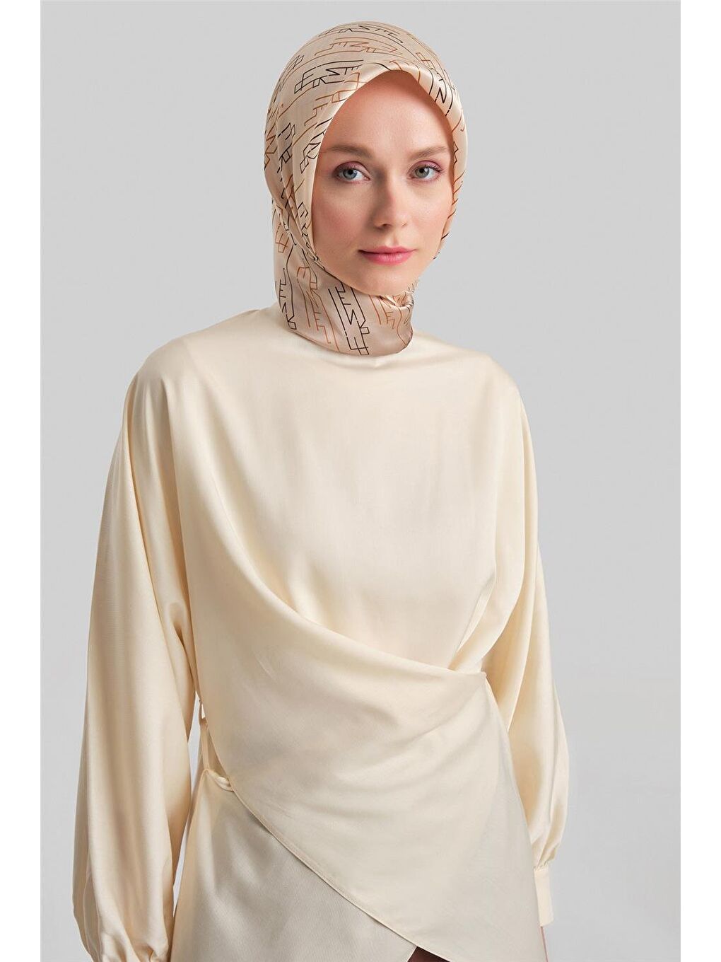 Bej Çapraz Bağlamalı Bluz 24Y3536 Aytaşı-3