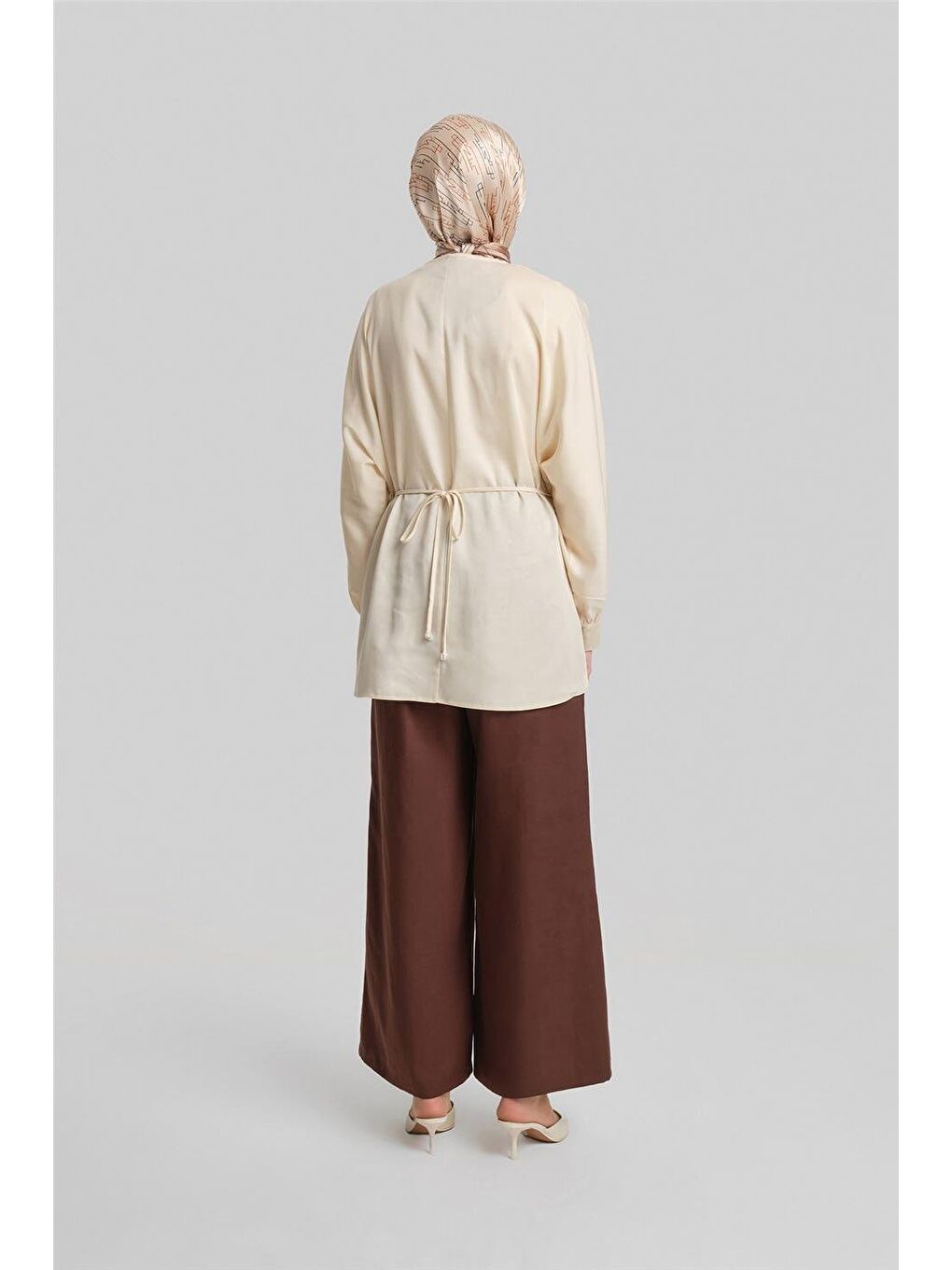 Bej Çapraz Bağlamalı Bluz 24Y3536 Aytaşı-5