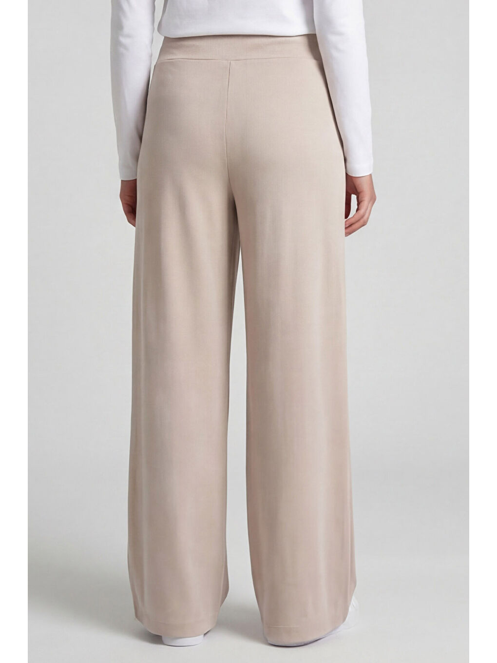 Bej Comfort Fit Geniş Paça Korsajlı Palazzo Kadın Pantolon - 94681-3