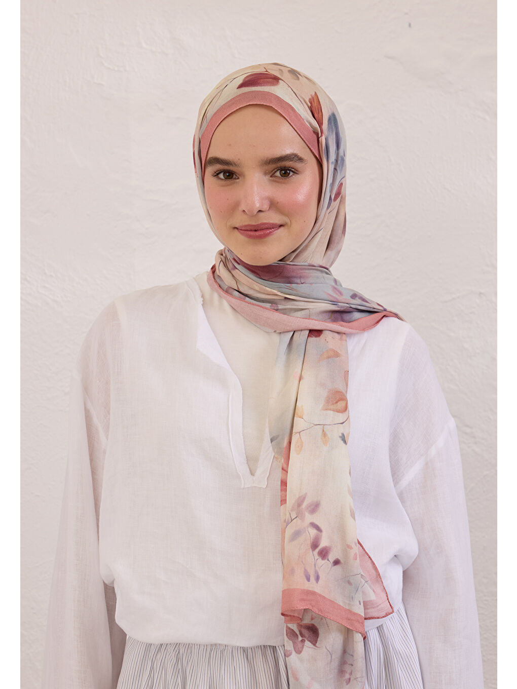 Sweet Wıllıam Desen Rami Şal Soft Pembe-1