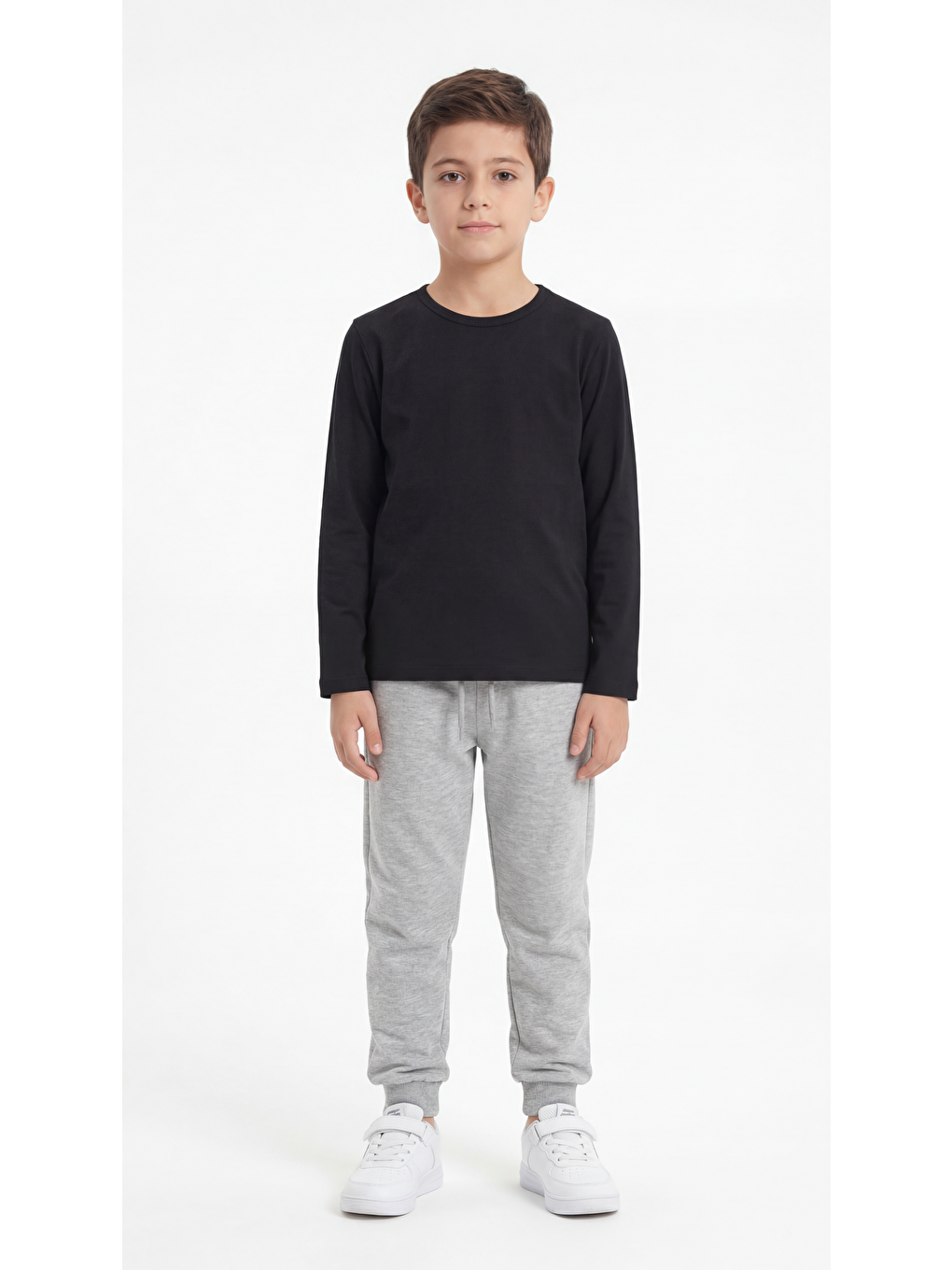 Siyah Basic Uzun Kol Erkek Çocuk Badi