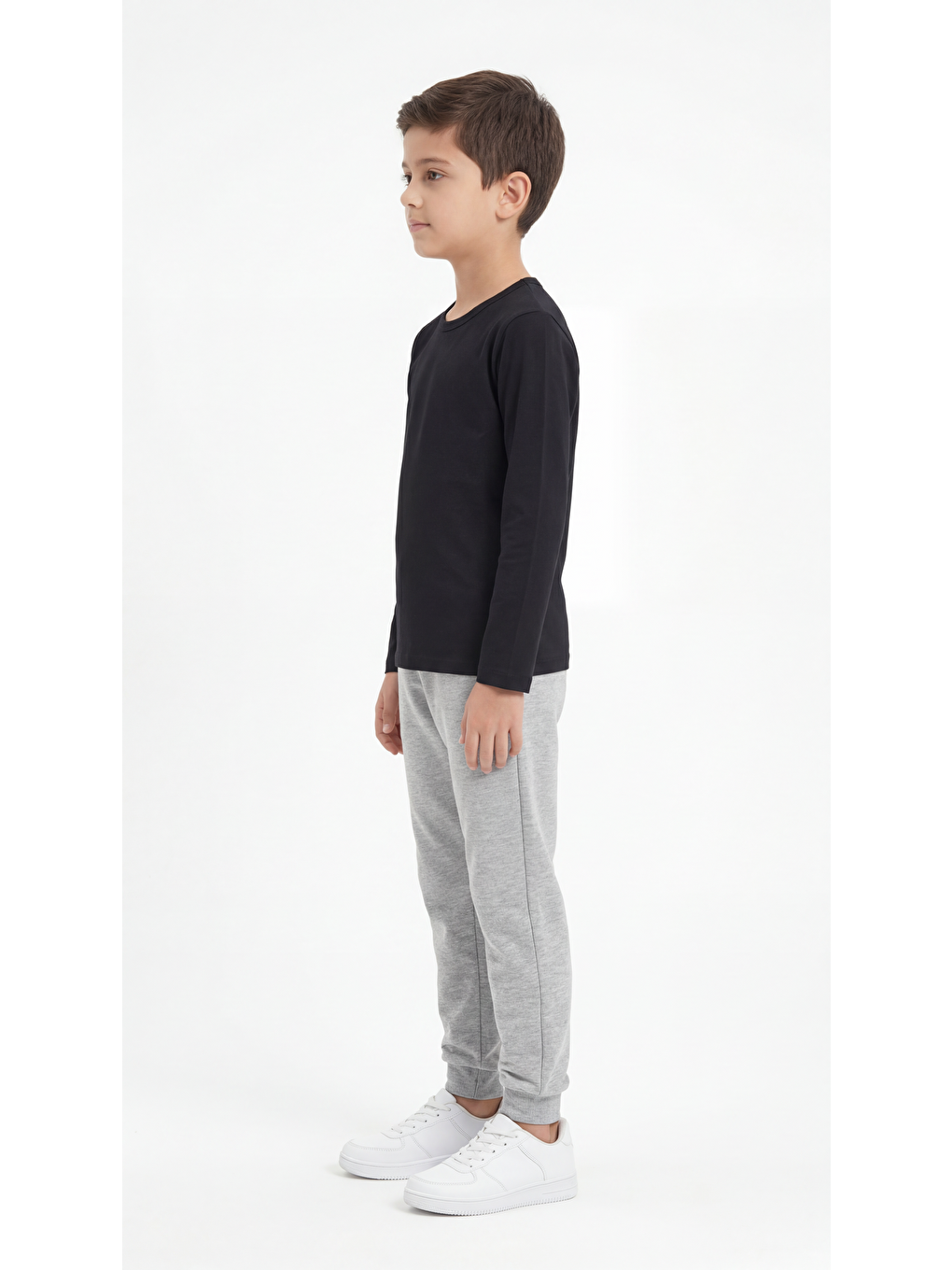 Siyah Basic Uzun Kol Erkek Çocuk Badi-1