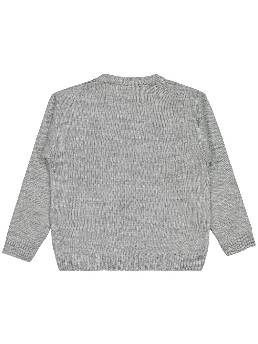 Girls Büyük Çiçek Desenli 6-9 Yaş Kazak - Gri 8-9 Yaş-1