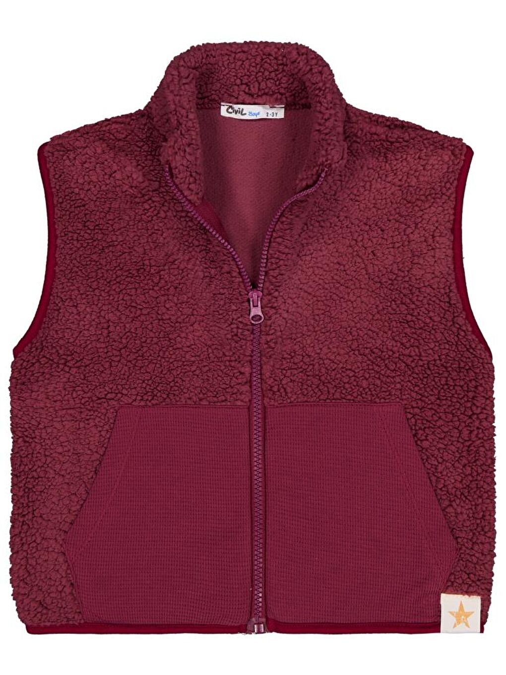 Boys Yıldız Nakışlı 2-5 Yaş Yelek - Bordo 3-4 Yaş