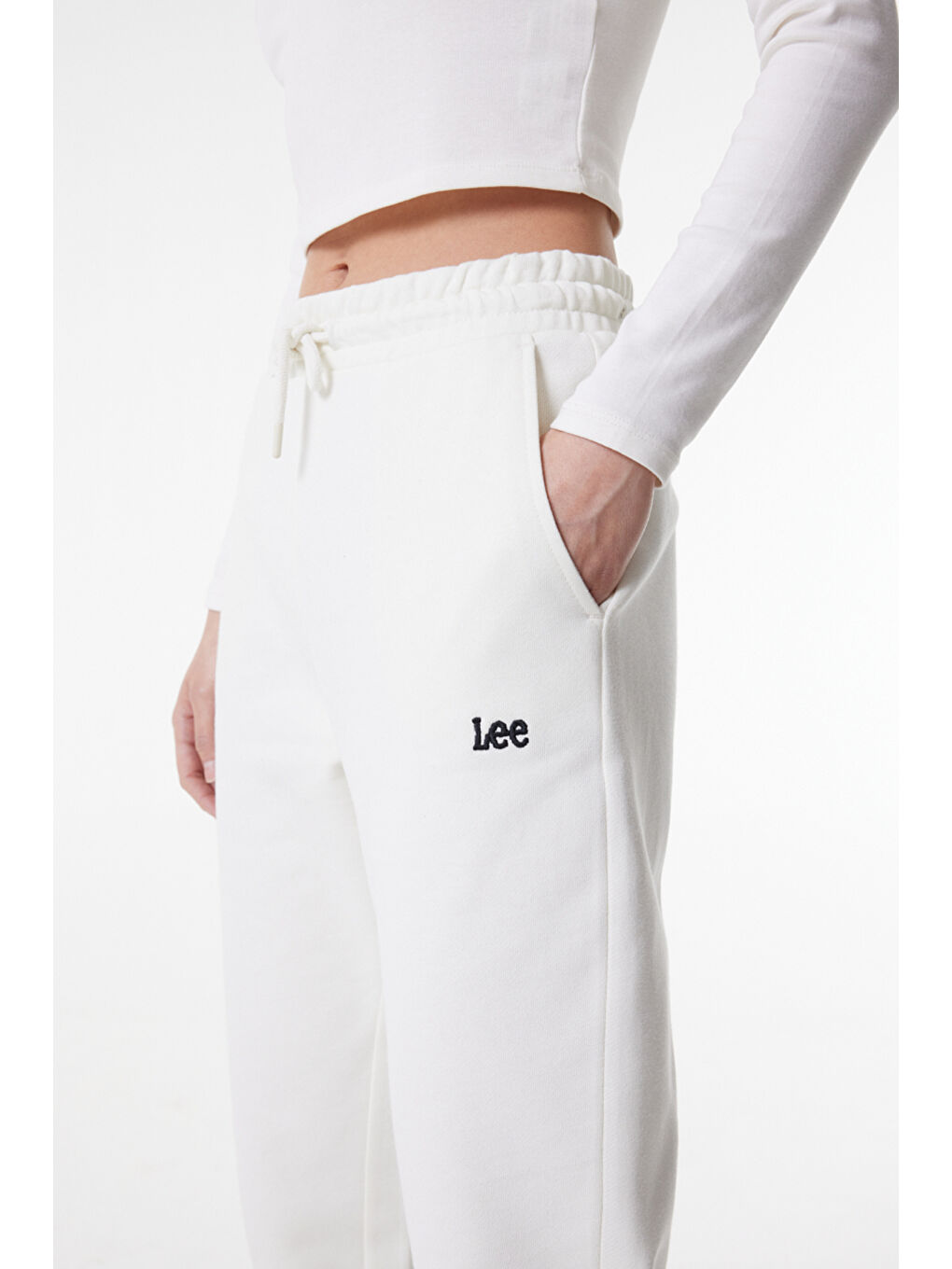 Beyaz Regular Fit Rahat Kesim %100 Pamuk Sweatpant Eşofman Altı-3