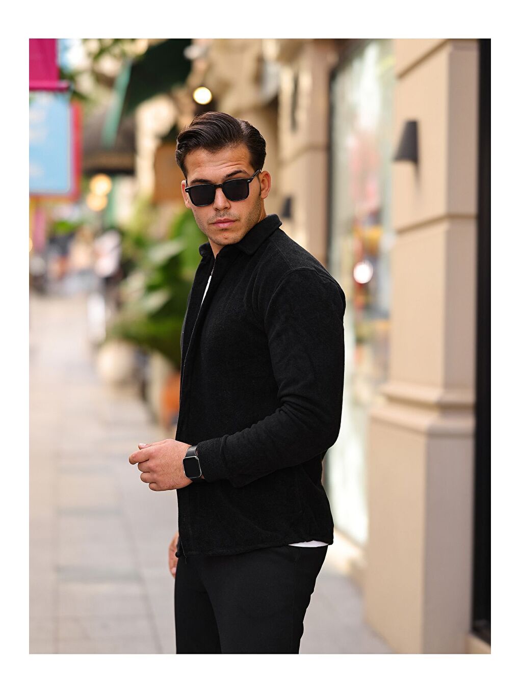 Siyah Erkek Polar Rahat Kalıp Gömlek-2