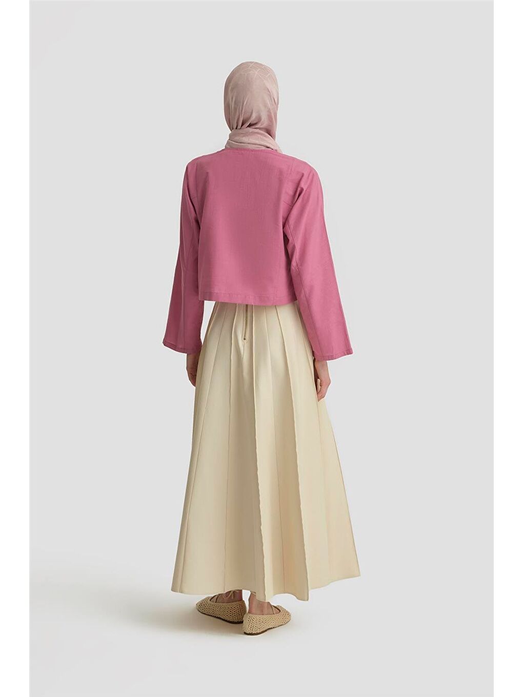 Pembe Kup Dikiş Detaylı Basic Bluz 25Y3715 Sümbül-4