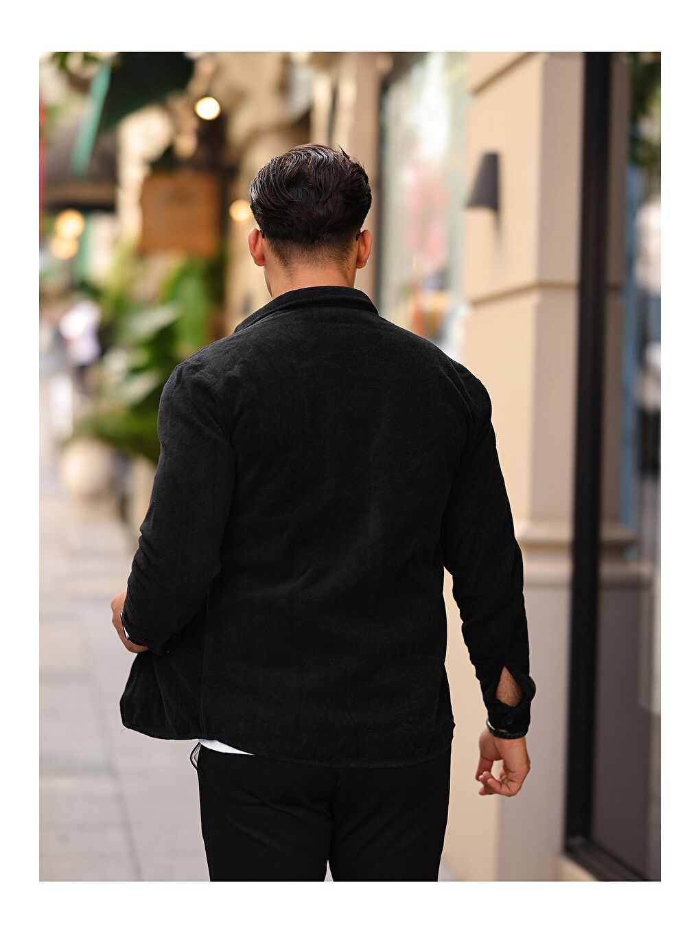 Siyah Erkek Polar Rahat Kalıp Gömlek-3