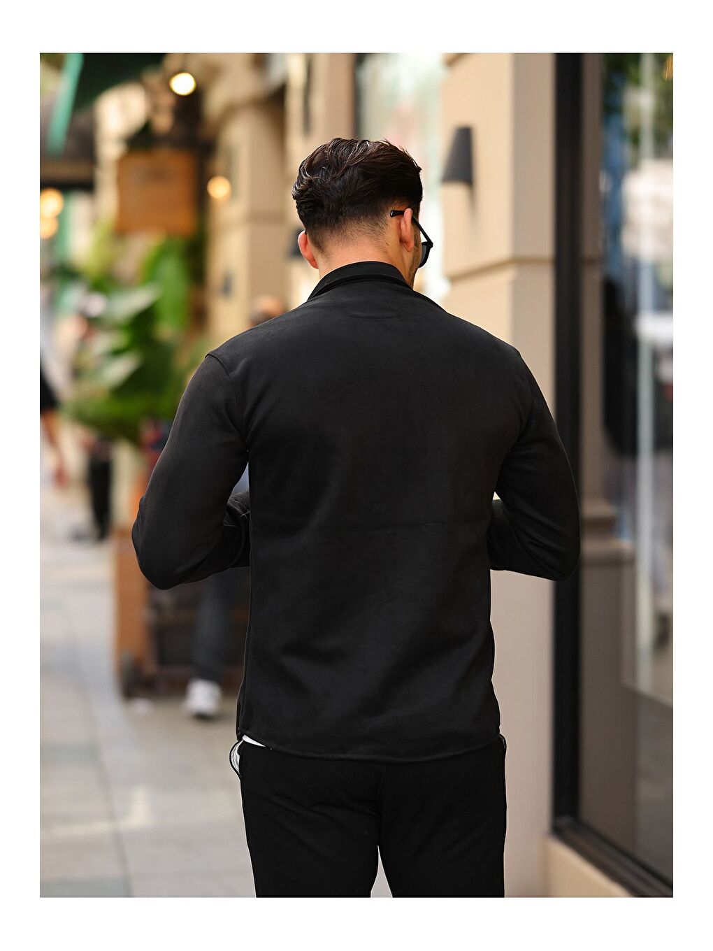 Siyah Erkek Nubuk Rahat Kalıp Gömlek-2