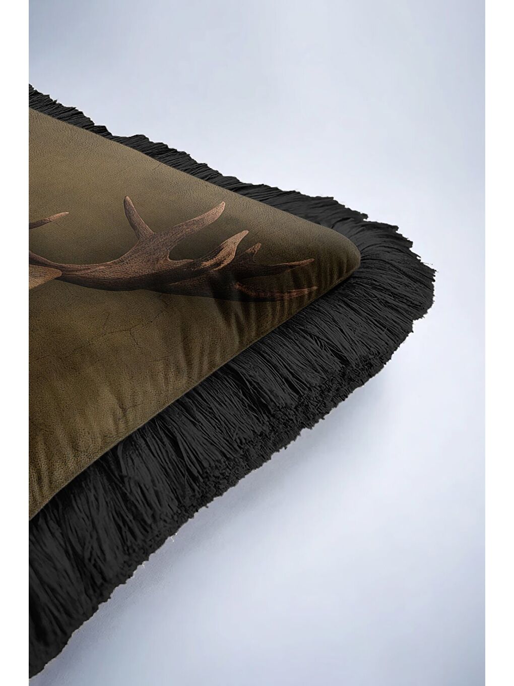 Karışık Sofistike Vintage Avangard Saçaklı Yastık Kılıfı - Portre Klasik Retro Gold Püsküllü Kırlent Kılıfı-6