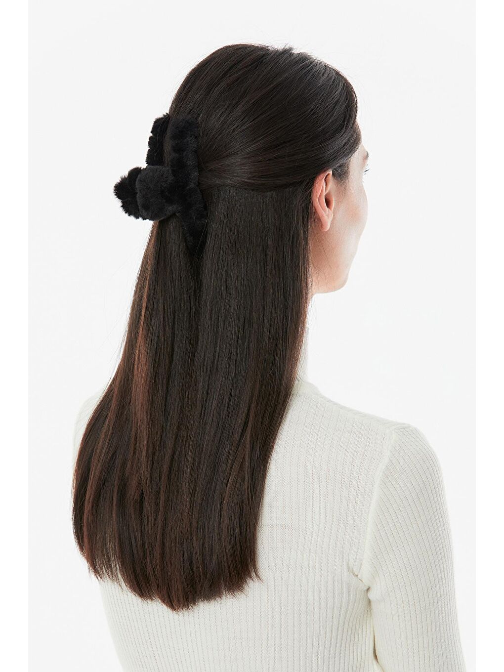 Siyah Peluş Mandal Toka-1