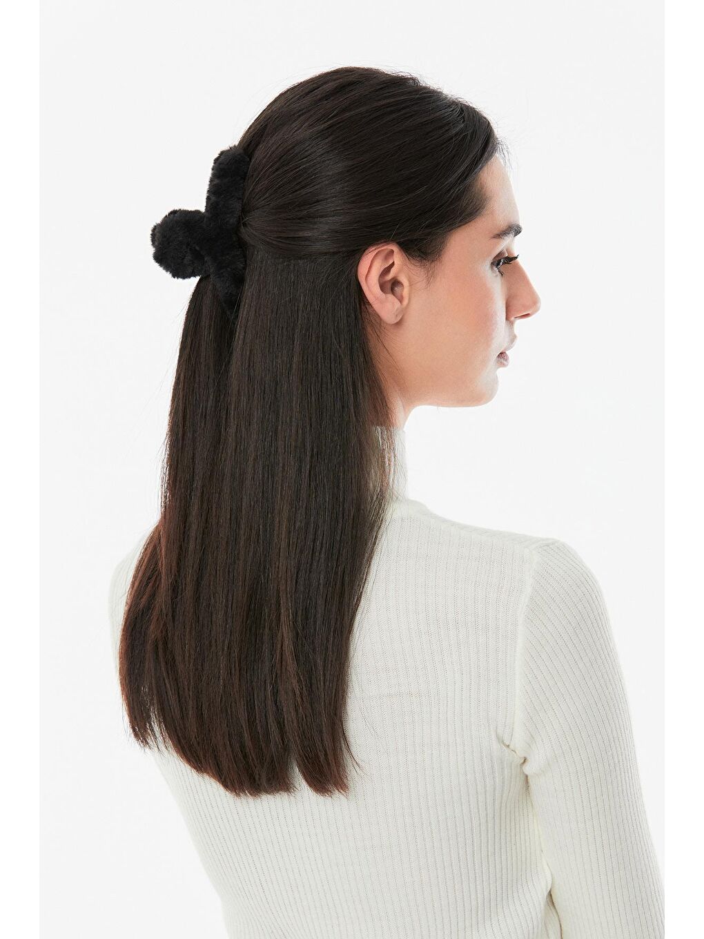 Siyah Peluş Mandal Toka-2