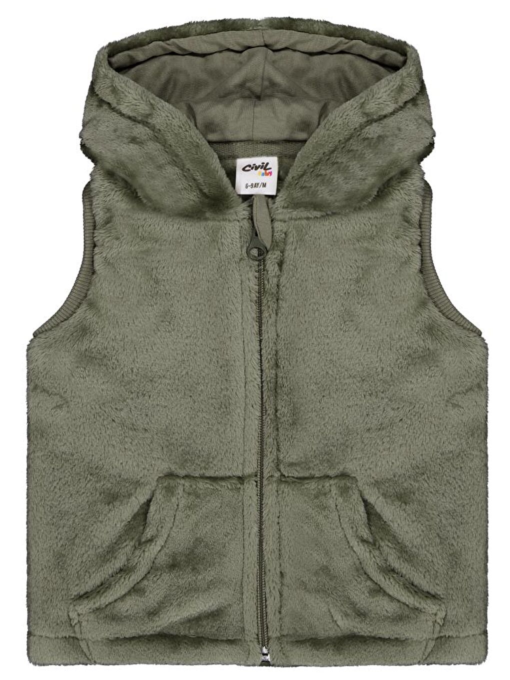 Baby Kapüşonu Kulaklı 6-18 Ay Yelek - Haki 18-24 Ay