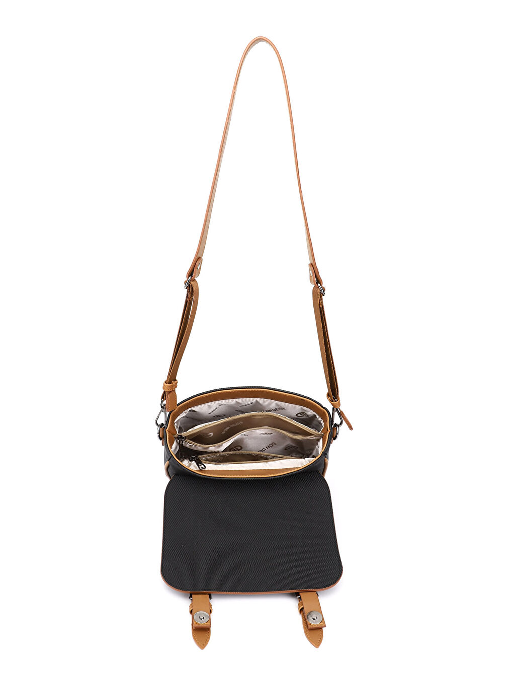 Siyah Kadın SİYAH-TABA Uzun Askılı Omuz Çantası-4