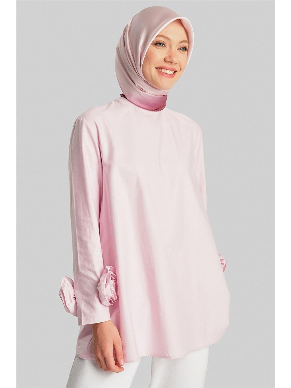 ARMİNE Kolları Çiçekli Bluz 24Y3553 Pembe - 1