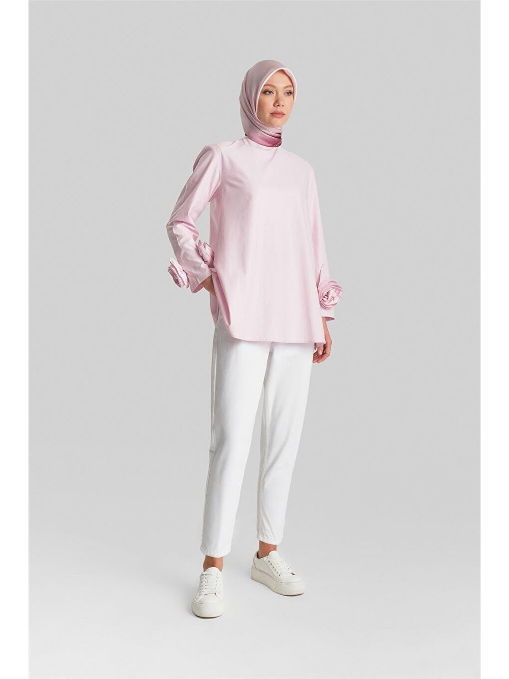 ARMİNE Kolları Çiçekli Bluz 24Y3553 Pembe - 2