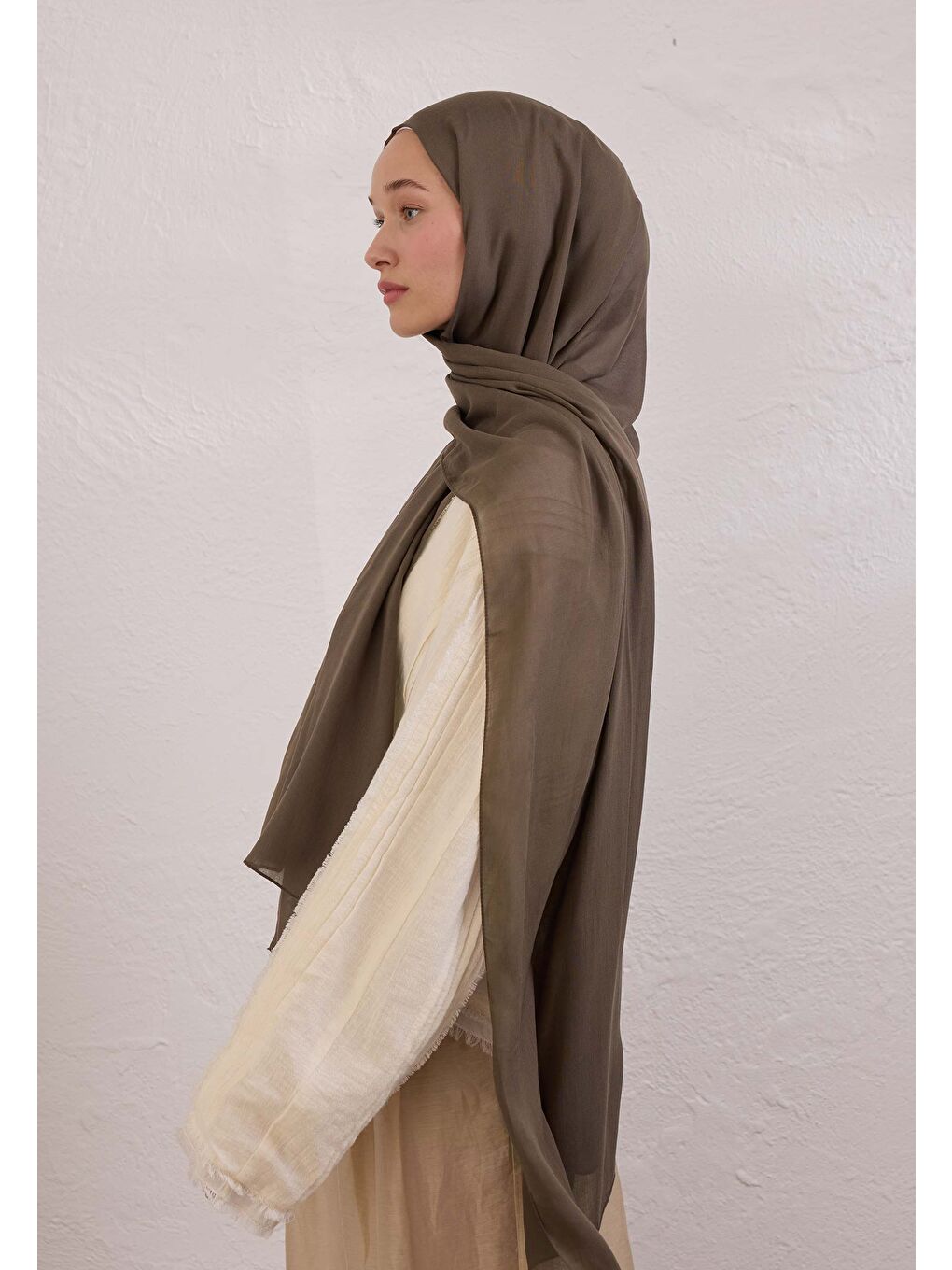 Kahverengi Soft Viskon Şal Koyu Vizon