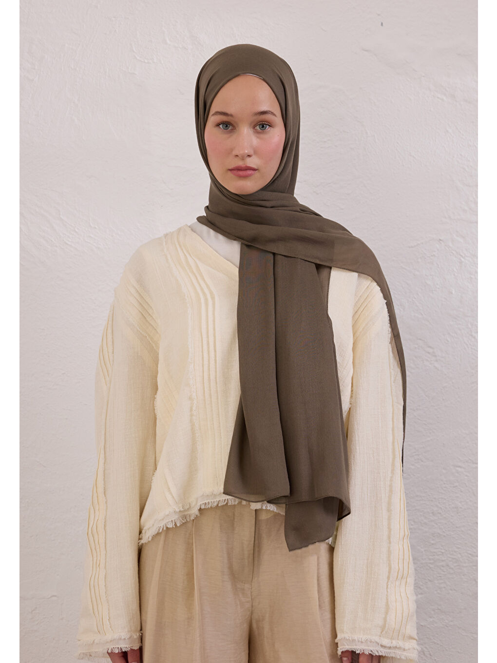 Kahverengi Soft Viskon Şal Koyu Vizon-3