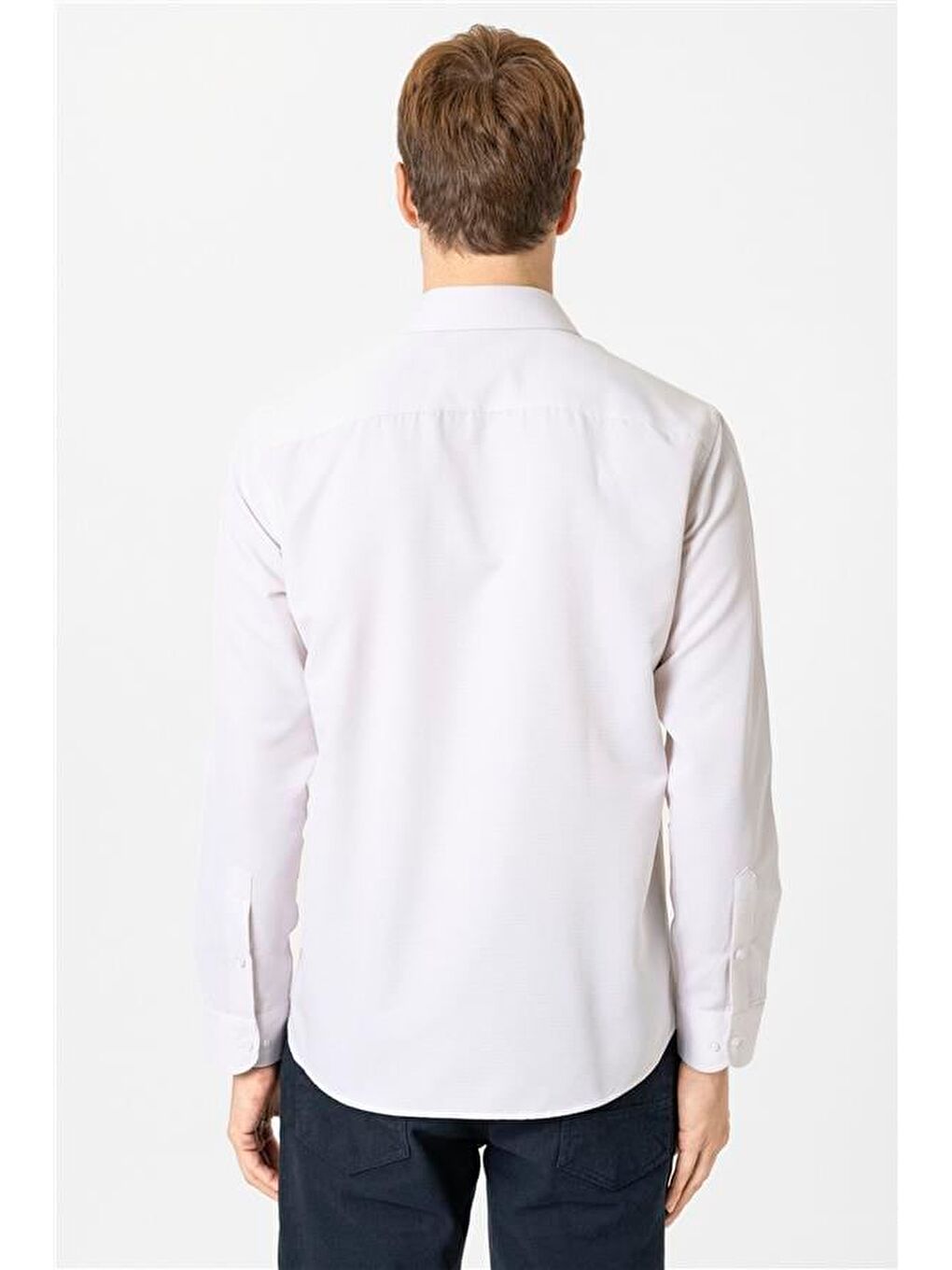 Bej Slim Armürlü Klasik Yaka Gömlek-3