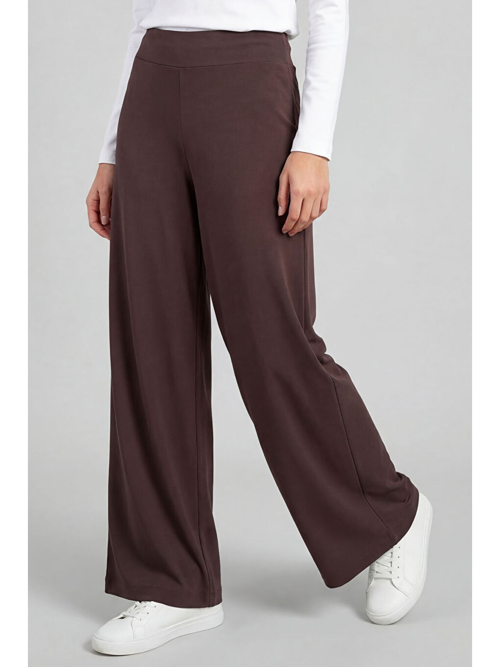 Kahverengi Comfort Fit Geniş Paça Korsajlı Palazzo Kadın Pantolon - 94681