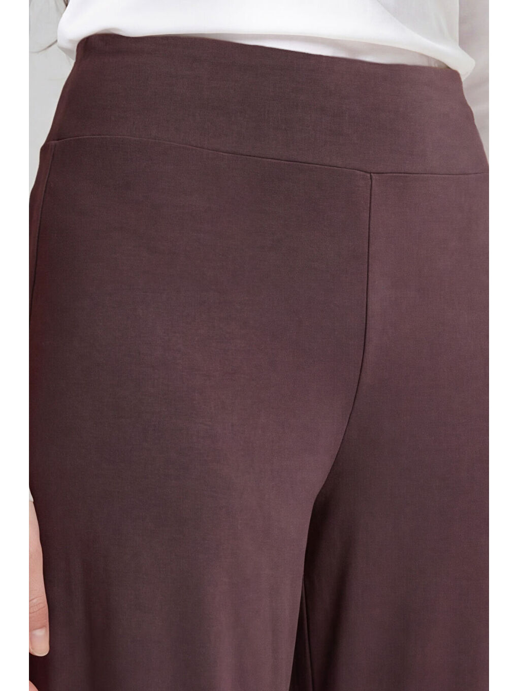 Kahverengi Comfort Fit Geniş Paça Korsajlı Palazzo Kadın Pantolon - 94681-1