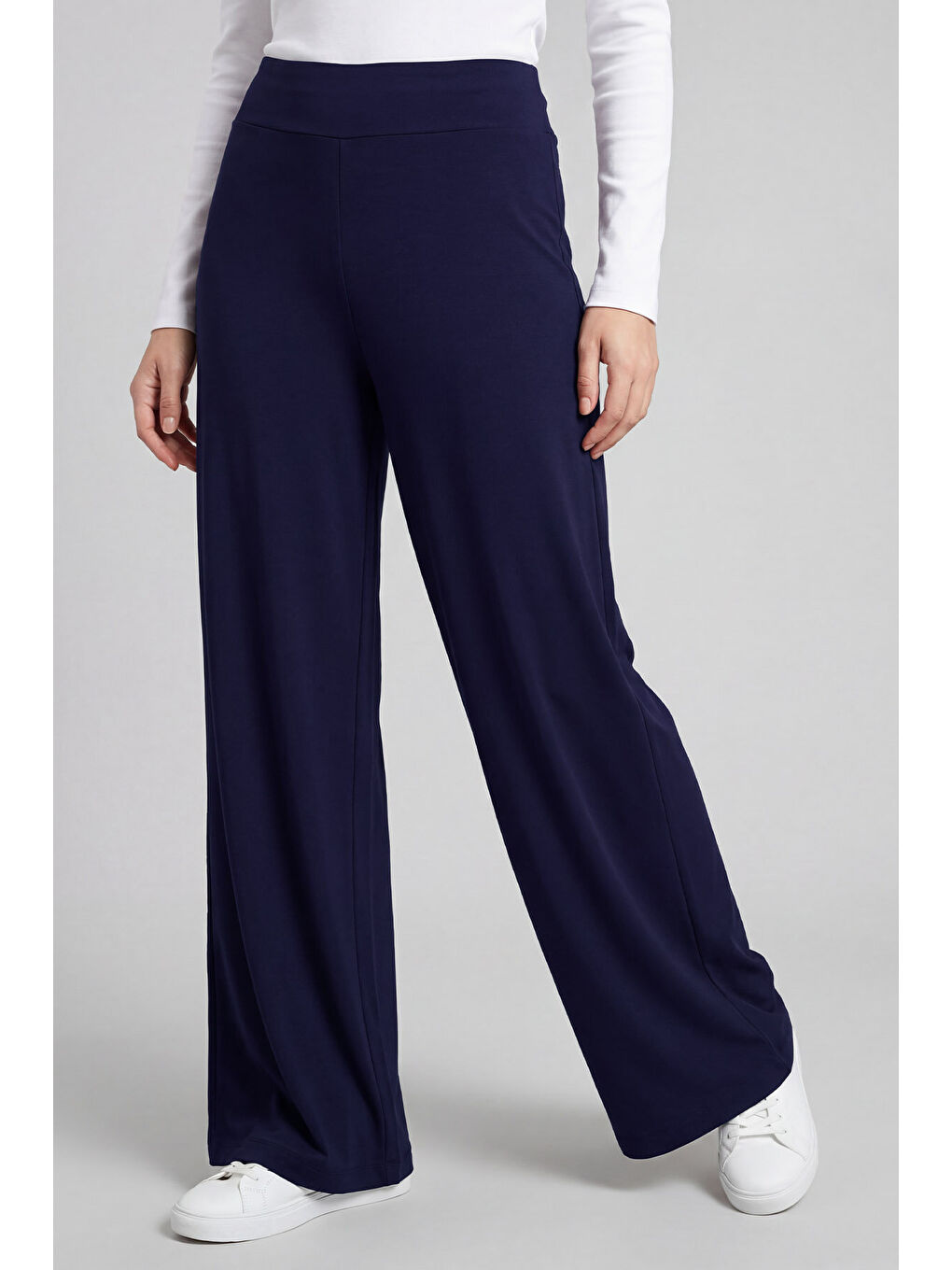 Koyu Mor Comfort Fit Geniş Paça Korsajlı Palazzo Kadın Pantolon - 94681-2