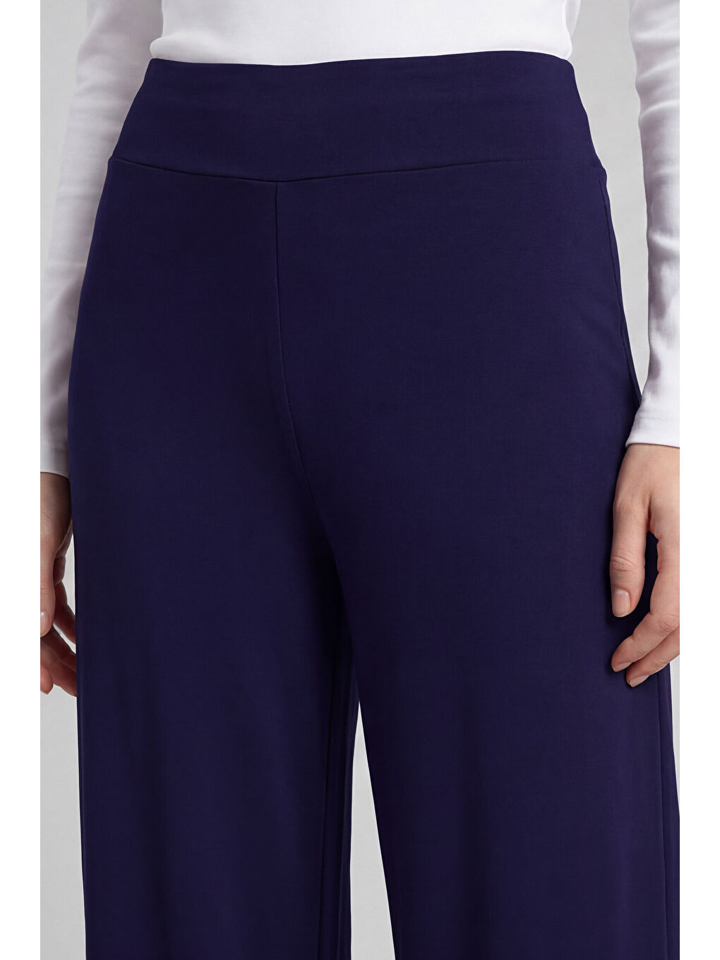 Koyu Mor Comfort Fit Geniş Paça Korsajlı Palazzo Kadın Pantolon - 94681-3