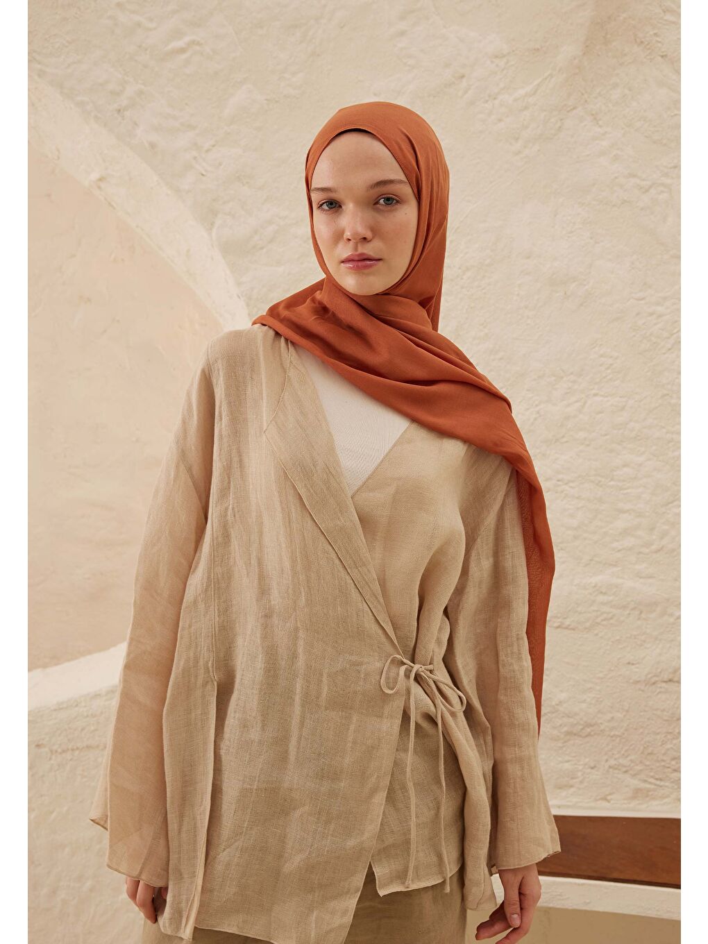 Pembe Rami Viskon Şal Şeftalı