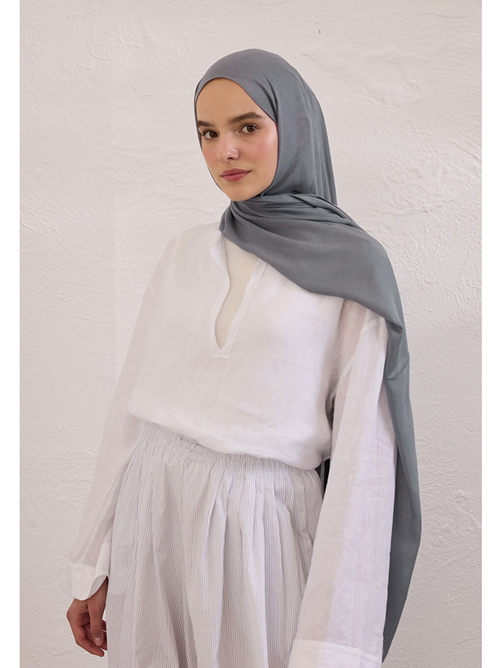 Soft Viskon Şal Mavi-Gri-2