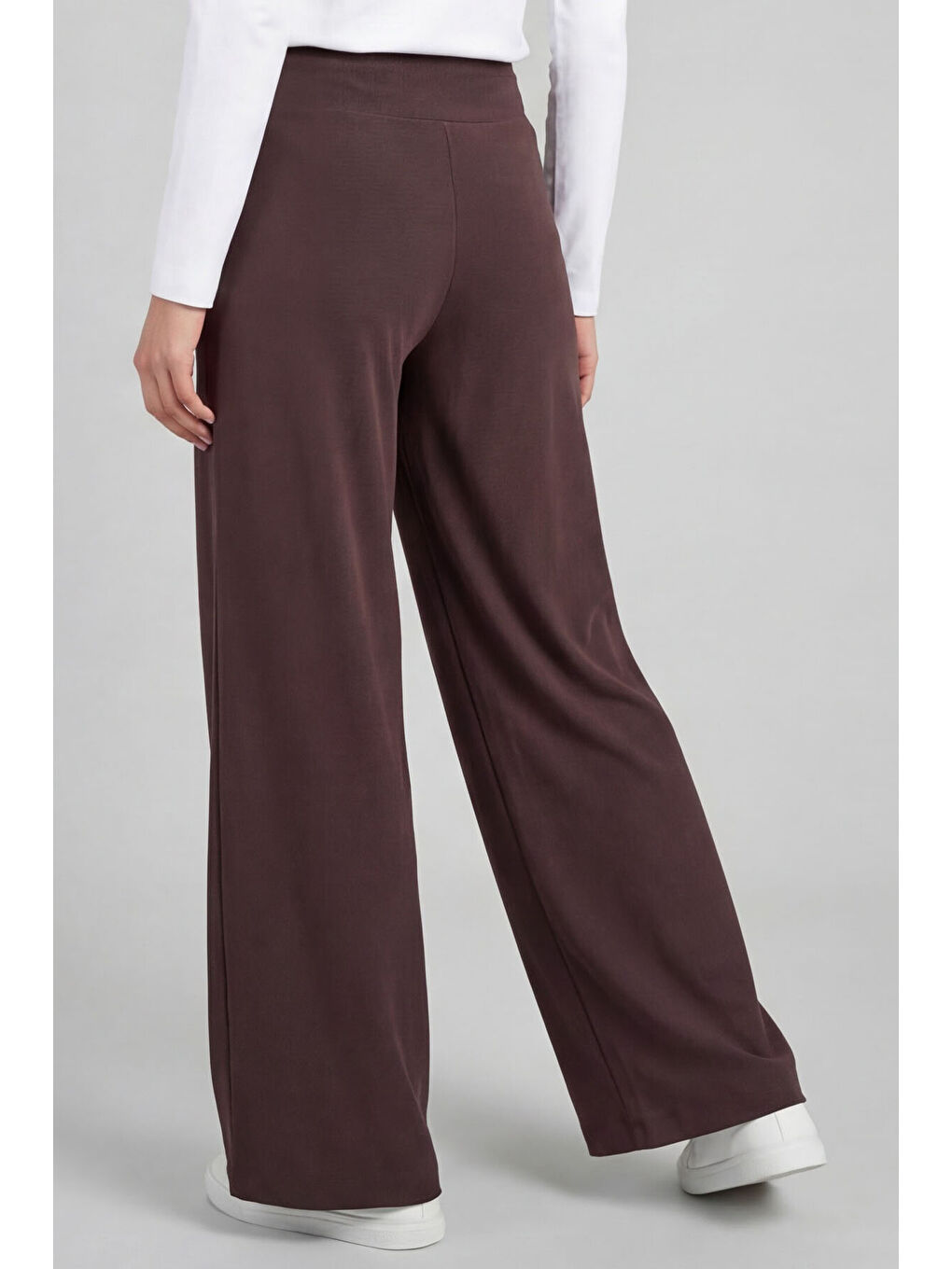 Kahverengi Comfort Fit Geniş Paça Korsajlı Palazzo Kadın Pantolon - 94681-4