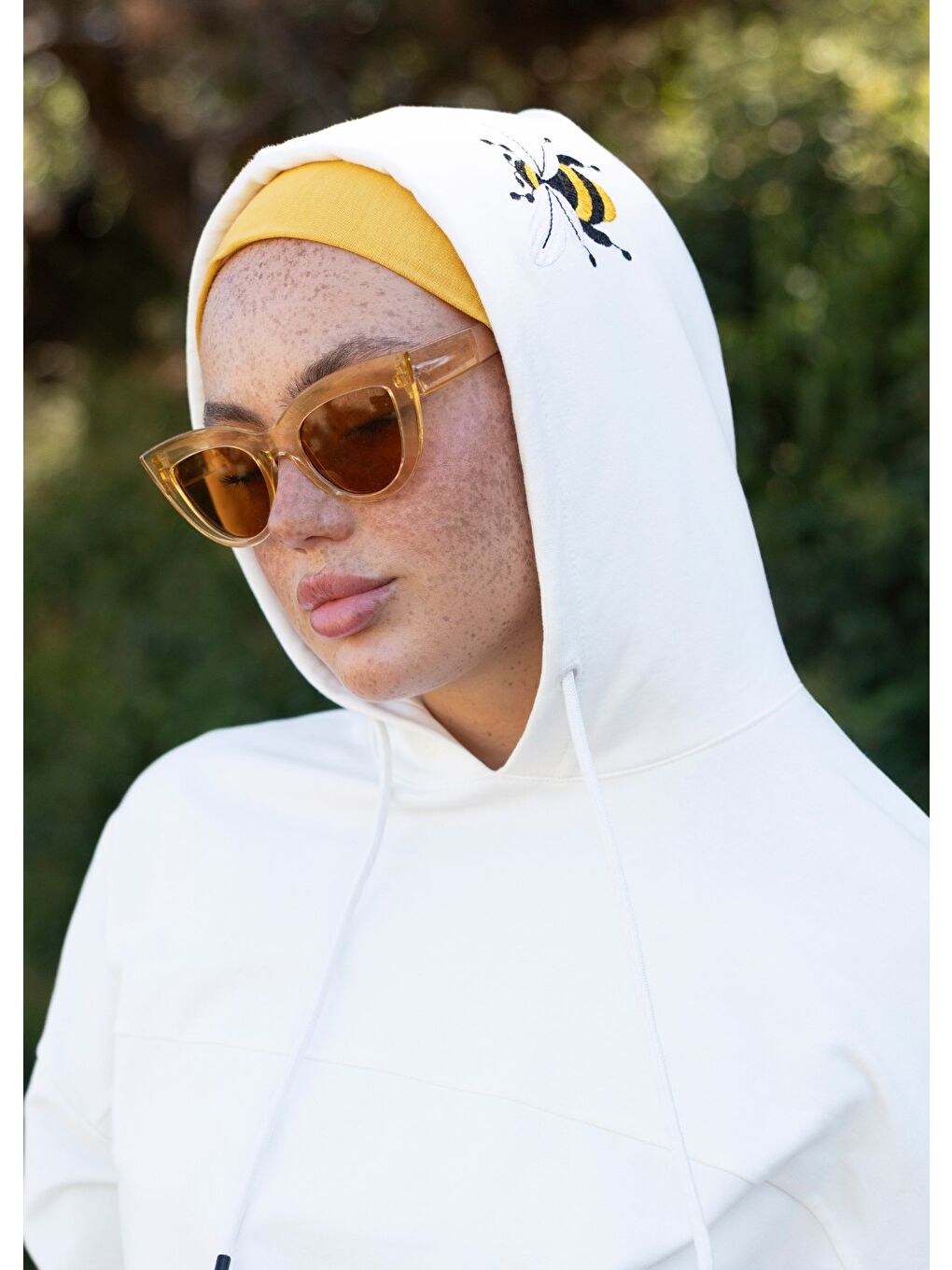 Beyaz Tesettür Eşofman Üstü Arı Maya-1