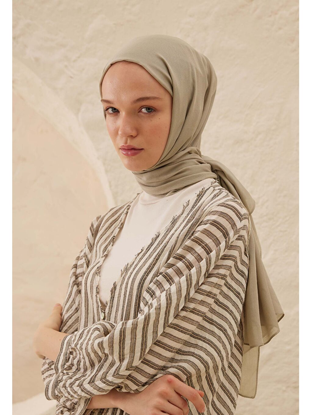 Bej Rami Viskon Şal Taş-1