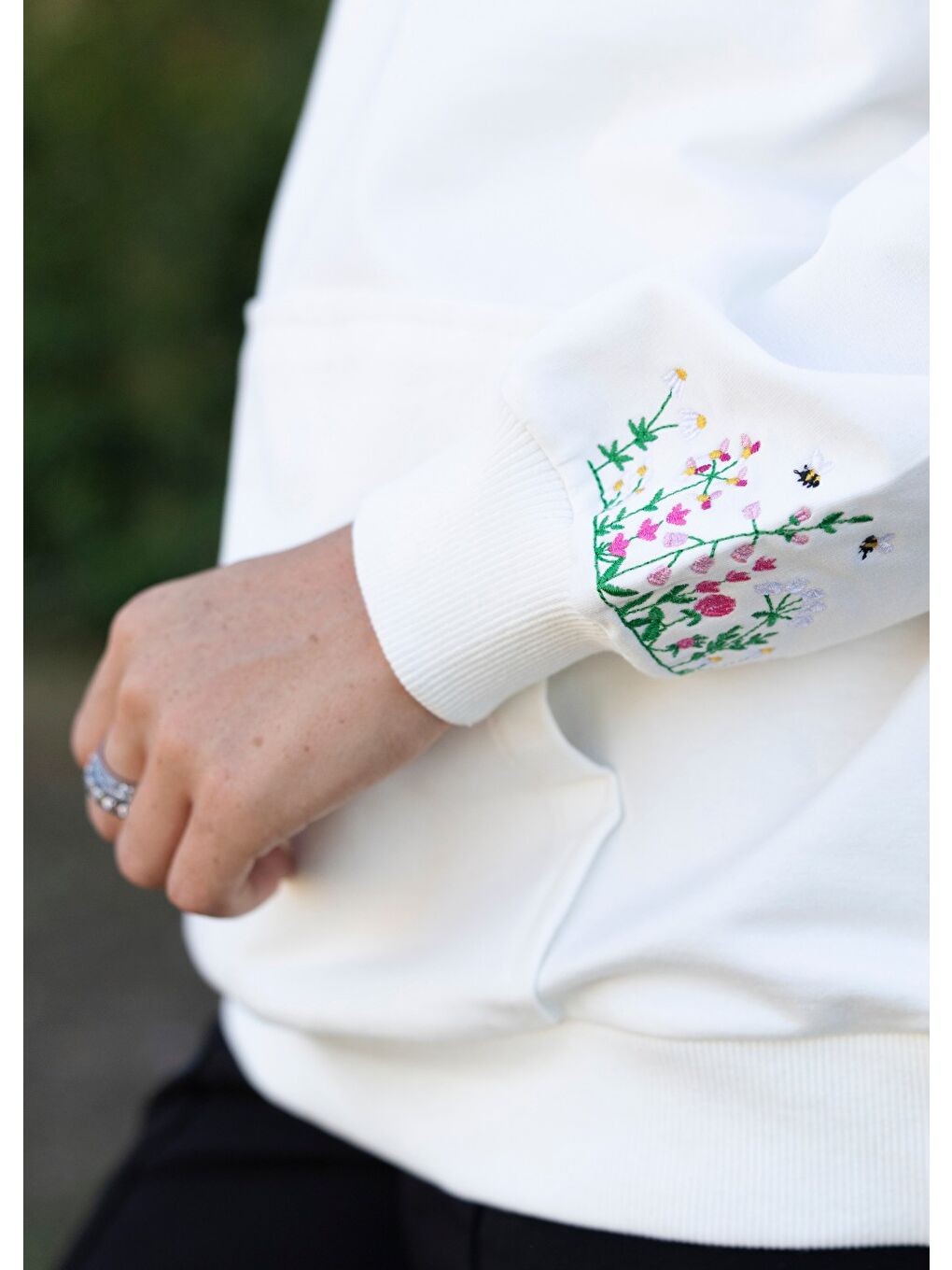 Beyaz Tesettür Eşofman Üstü Arı Maya-3