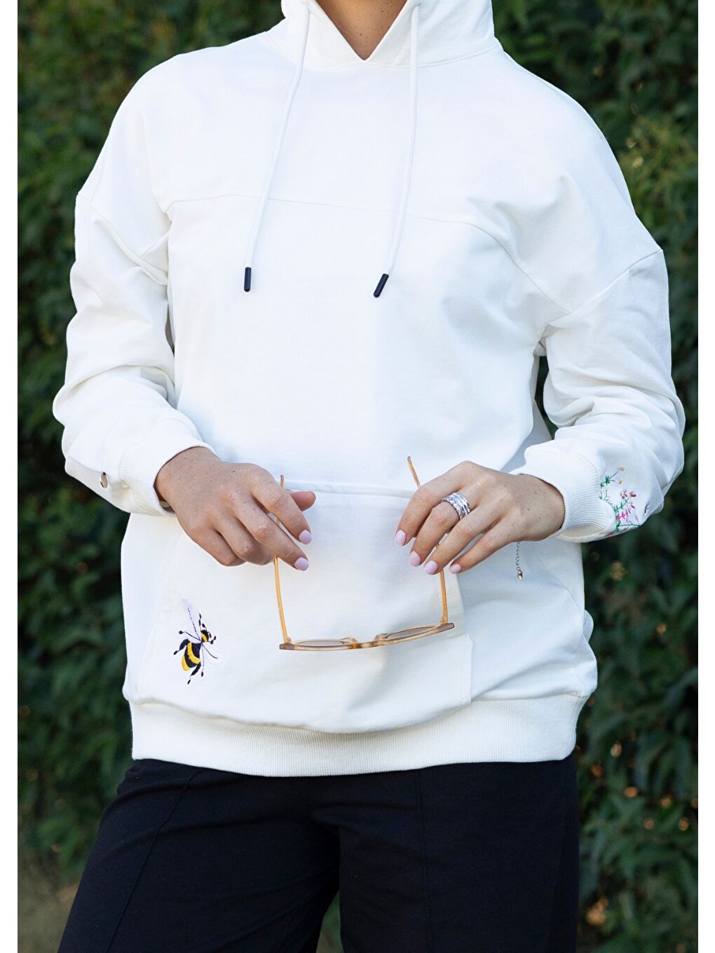 Beyaz Tesettür Eşofman Üstü Arı Maya-4