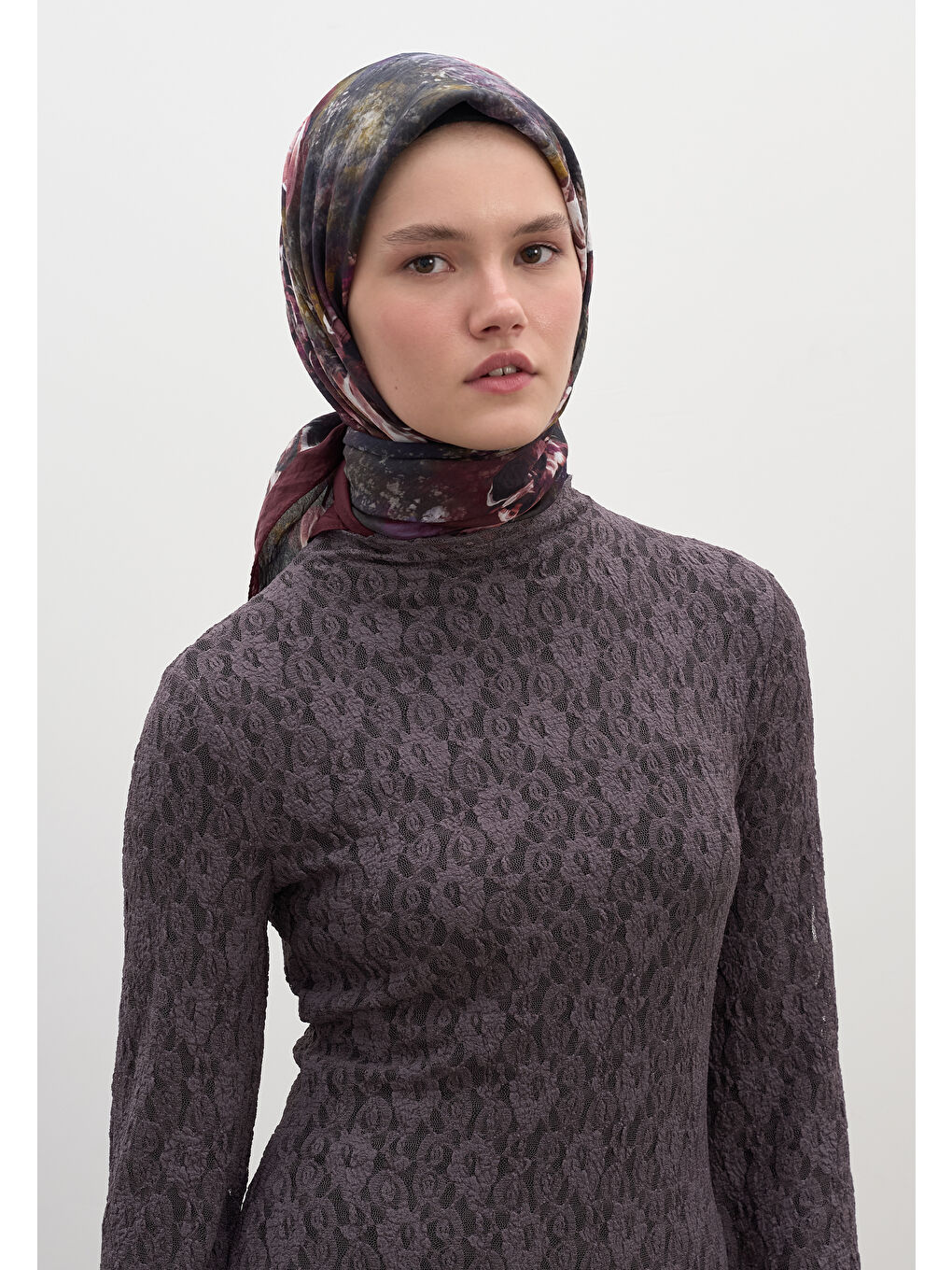 Pembe Madeleıne Desen Pamuklu Viskon Eşarp Gülkurusu-1