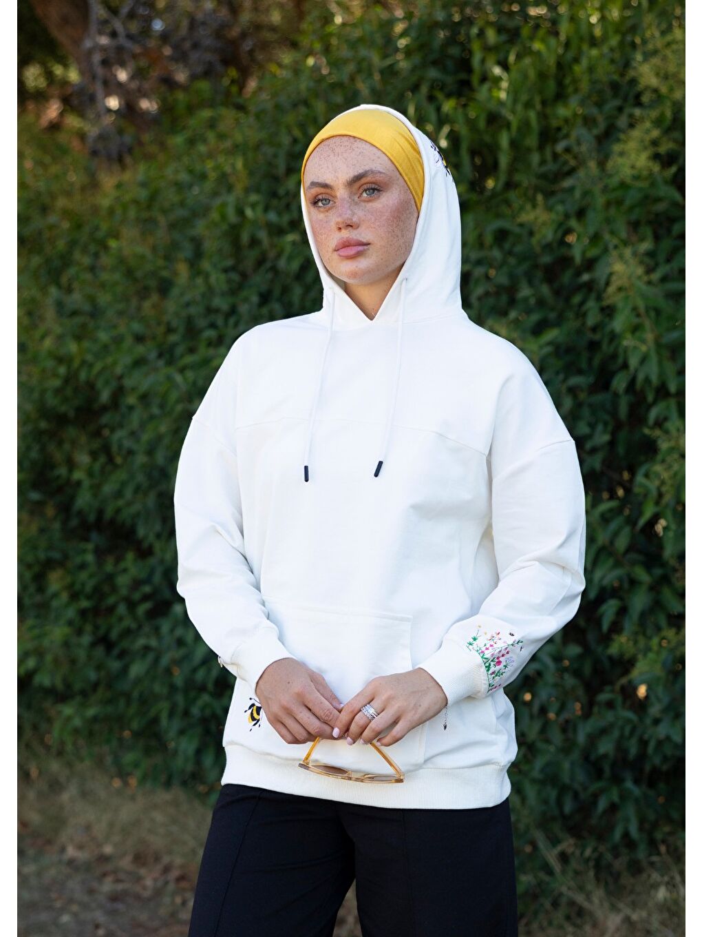 Beyaz Tesettür Eşofman Üstü Arı Maya-5