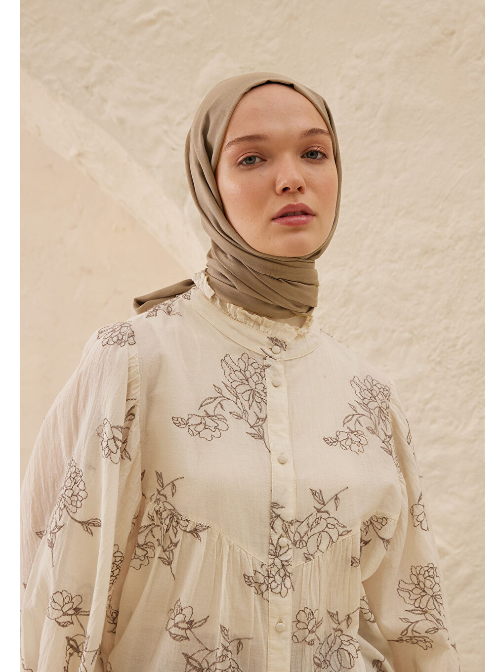 Bej Rami Viskon Şal Nude-1