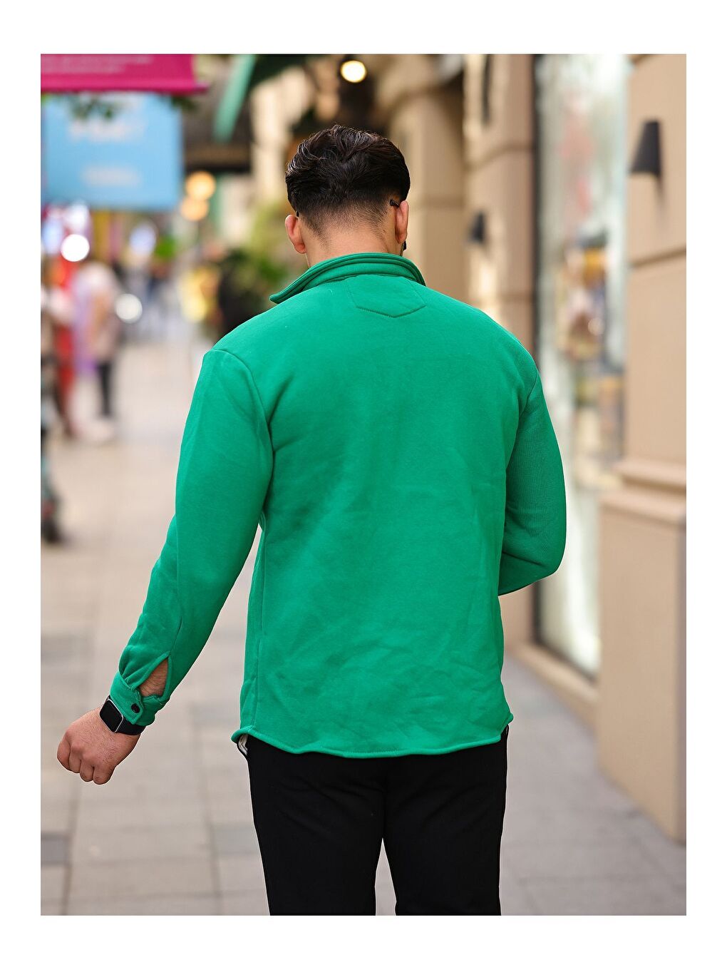 Yeşil Erkek 3 İplik Rahat Kalıp Gömlek-3