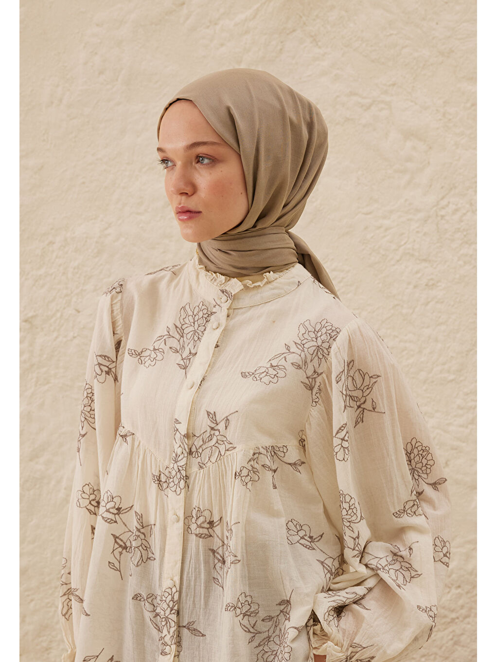 Bej Rami Viskon Şal Nude-2