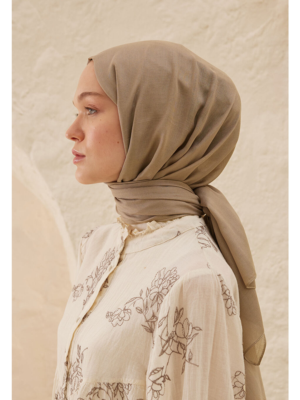 Bej Rami Viskon Şal Nude-3