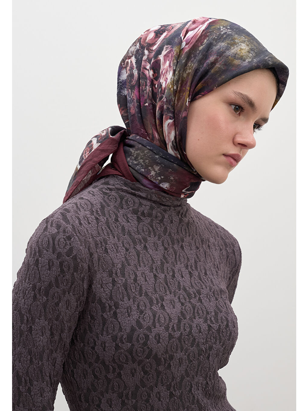 Pembe Madeleıne Desen Pamuklu Viskon Eşarp Gülkurusu-2