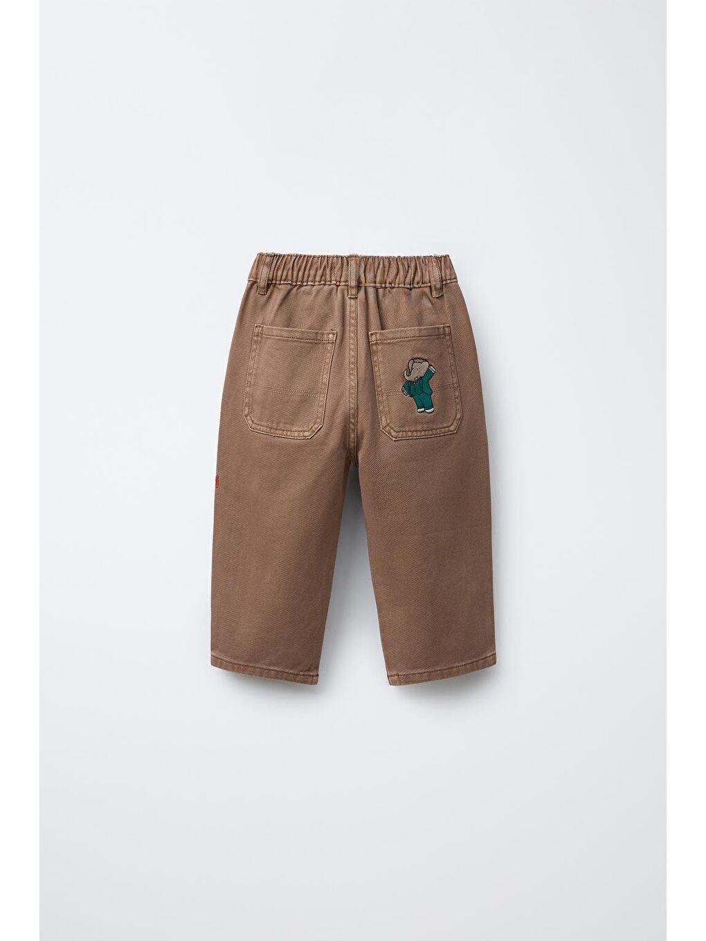 Erkek Çocuk Pamuklu Kahverengi Araba Nakışlı Pantolon – Lastikli Rahat Kesim-1
