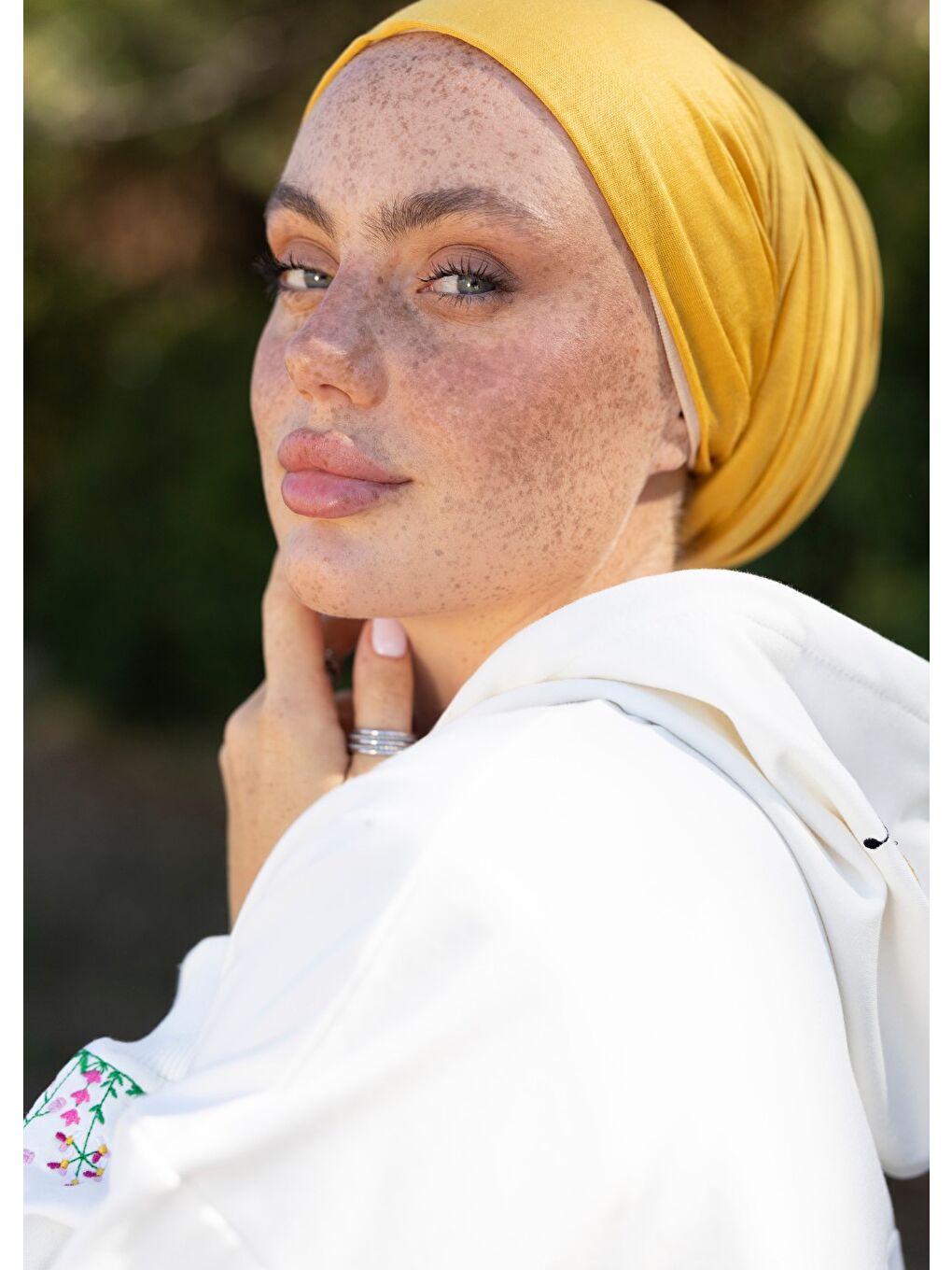 Beyaz Tesettür Eşofman Üstü Arı Maya-7