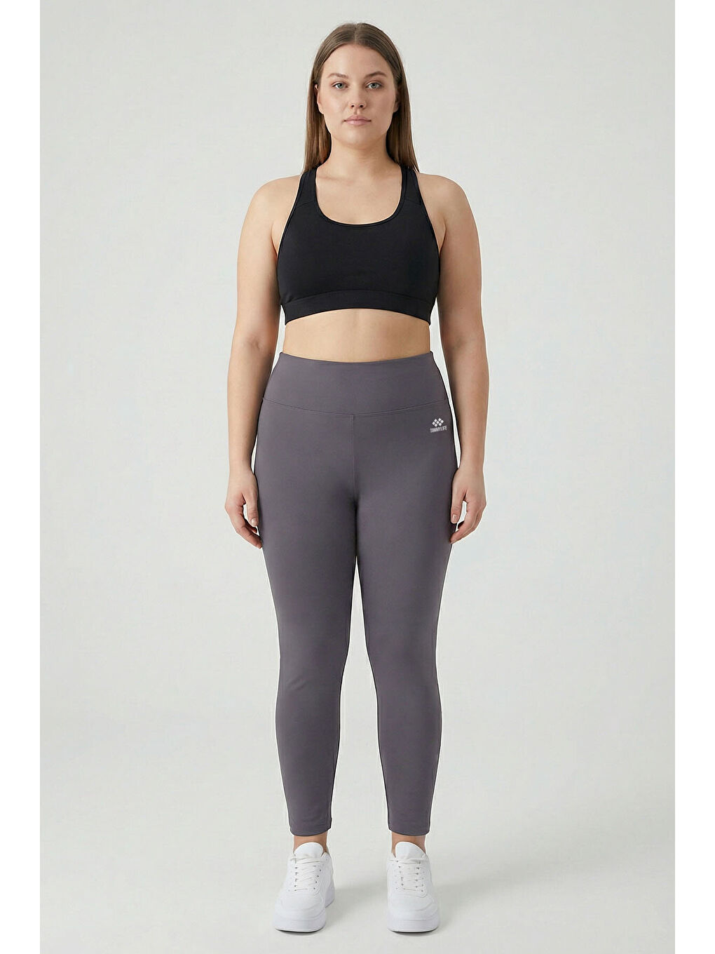 Antrasit Slim Fit 2li Paket İndigo-Koyu Gri Büyük Beden kadın Tayt - 94650-2