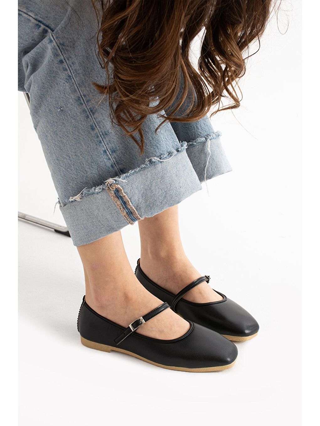 Siyah AL-142 Tokalı Babet Günlük Kadın Ayakkabı Ev Babeti